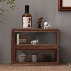 Tea Cabinet with Sliding Doors (Walnut)