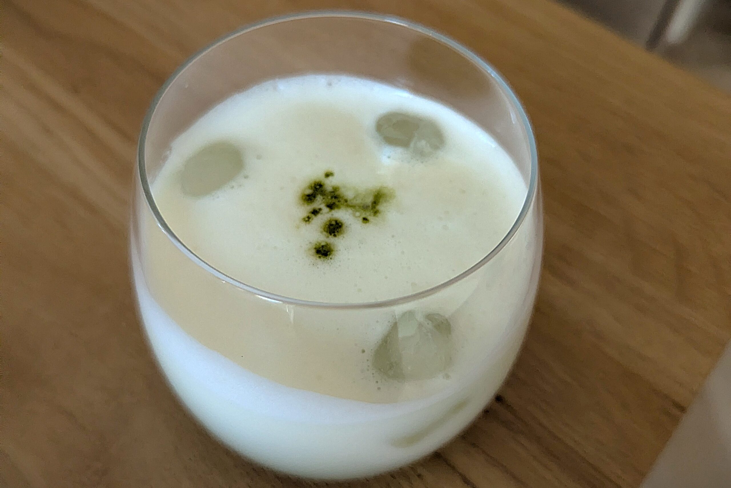 Iced matcha latte in a glass
